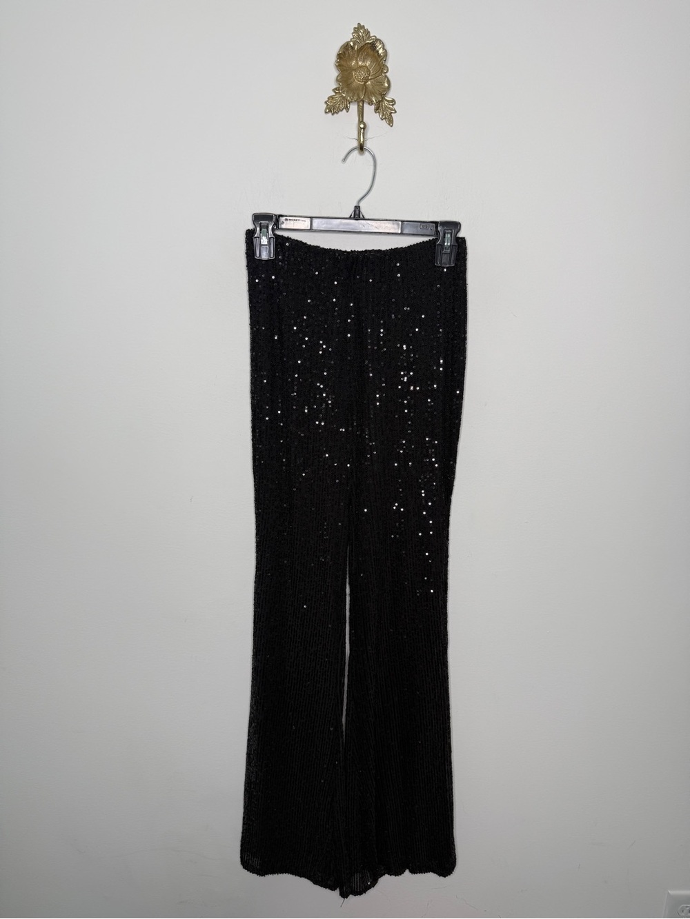Brand Bazar Black Sequin Flare Pants OS